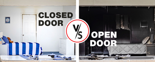 Difference between fire damage to a room with open door vs closed door. Image Source: closeyourdoor.org